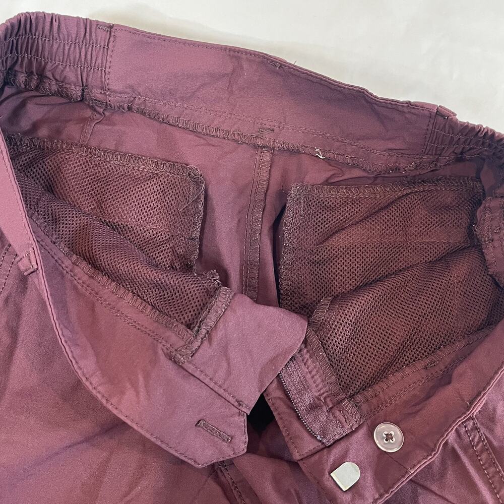 Womens Burgundy Utility Pants Slim Fit Lightweight Travel Casual - Picture 4 of 6